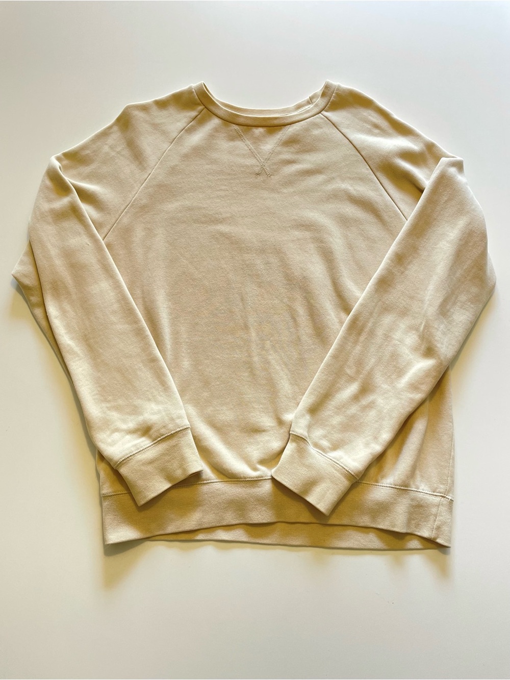 TOPMAN Classic Fit Tan Crewneck Sweatshirt Soft Fleece Raglan Sleeve Size Small